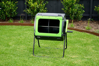 Maze 48 Gallon Outdoor Compost Bin Tumbler for Food Waste - Outdoor Compost Bin for Kitchen Garden & Homestead Heavy Duty Dual Chamber Waste Recycling Machine