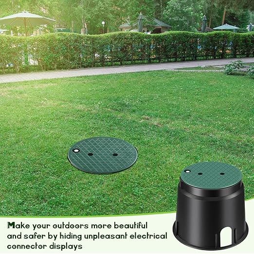 Tandefio 2 Pcs 910 Electrical Splice Box 10 Inch Diameter Underground Electrical Junction Box Inground Electrical Box for Outdoor Electrical Wiring Splices, Black