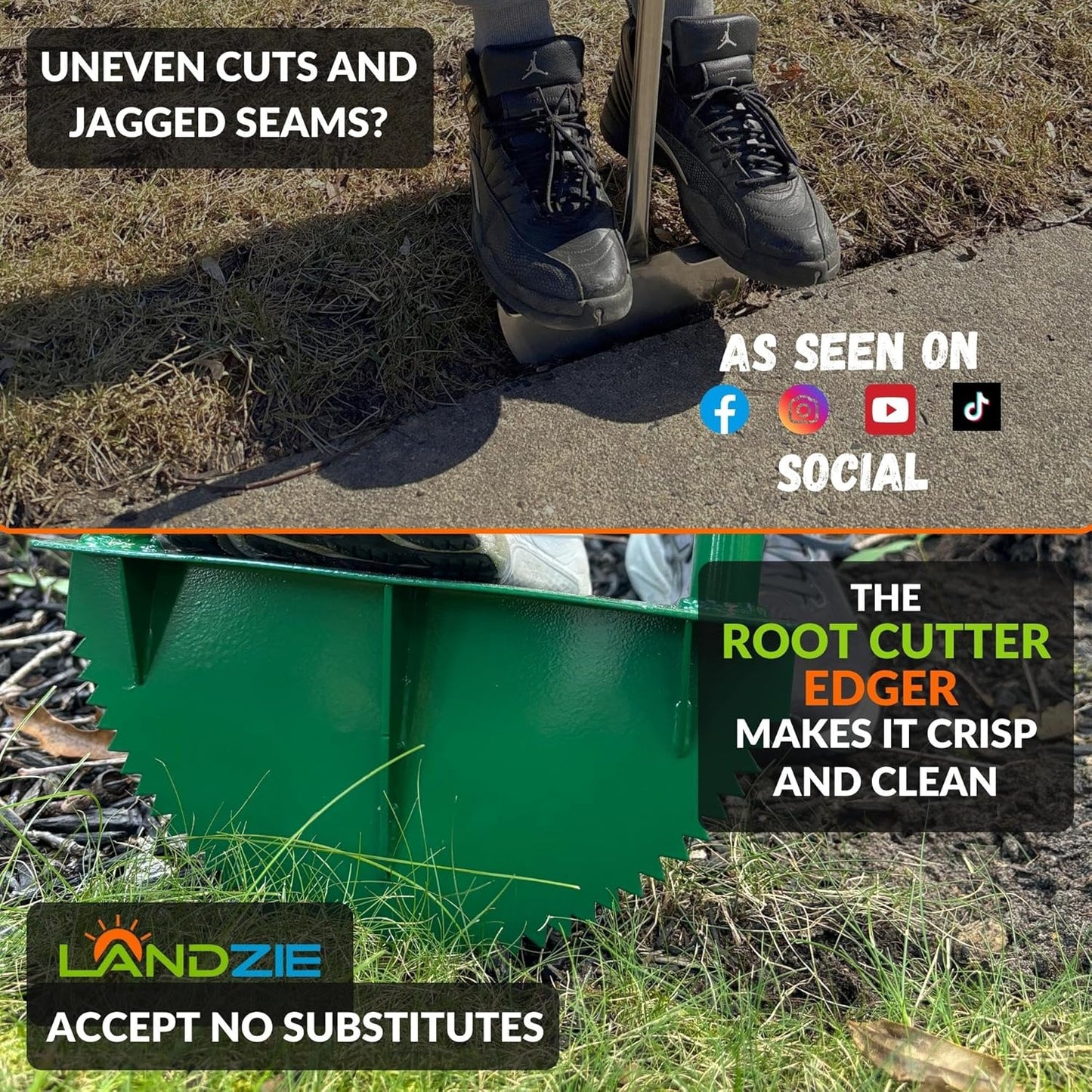 Landzie Root Cutter Edger Lawn Tool, 37 Inch Manual Lawn Edger Tool, Grass Edger, Sidewalk Edger, Garden Edger, Yard Edger, Garden Tools and Landscaping Tools, Edgers for Landscaping, Edging Shovel