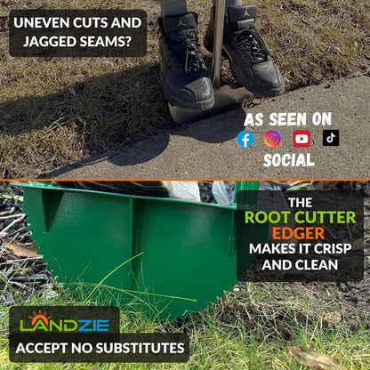 Landzie Root Cutter Edger Lawn Tool, 37 Inch Manual Lawn Edger Tool, Grass Edger, Sidewalk Edger, Garden Edger, Yard Edger, Garden Tools and Landscaping Tools, Edgers for Landscaping, Edging Shovel