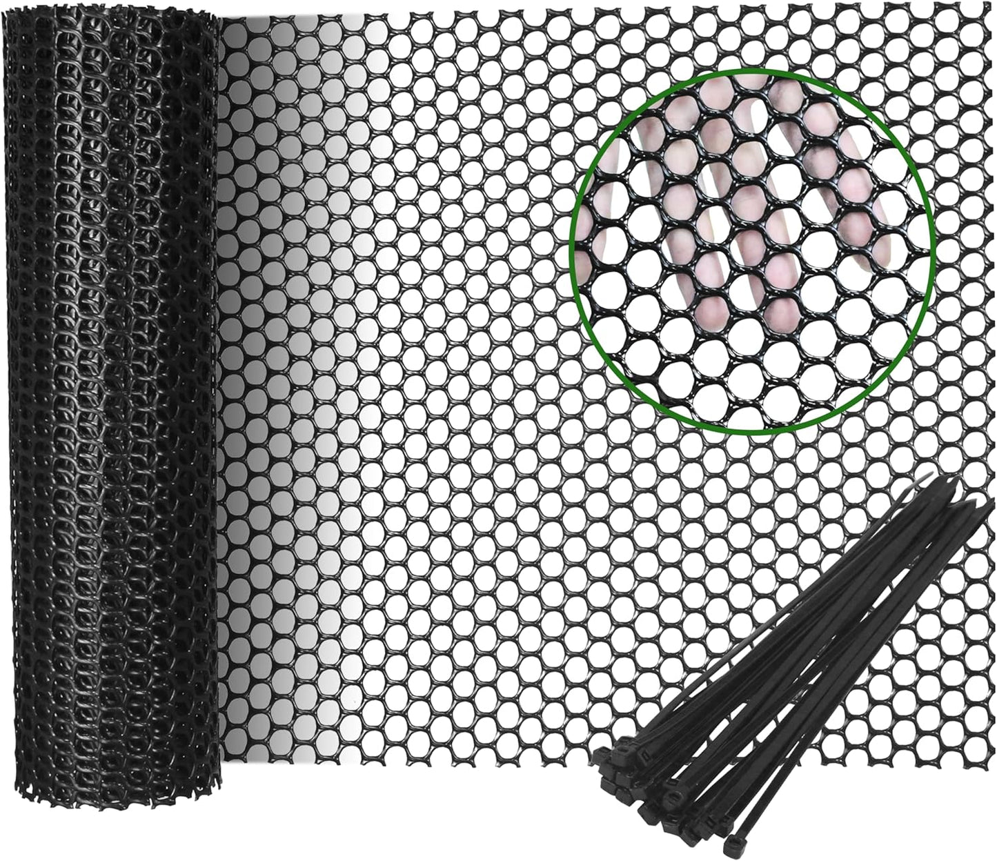 Gardzen Plastic Chicken Wire Mesh with 20pcs Ties, 16in x 10ft Durable Chicken Fence for Poultry, Garden Protection & DIY Crafting, Heavy-Duty Mesh Netting for Outdoor & Indoor Use