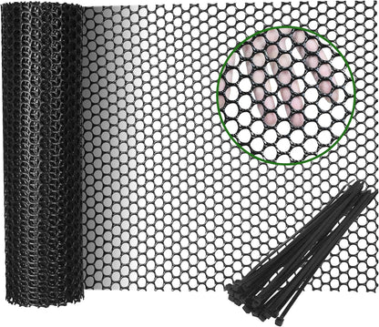 Gardzen Plastic Chicken Wire Mesh with 20pcs Ties, 16in x 10ft Durable Chicken Fence for Poultry, Garden Protection & DIY Crafting, Heavy-Duty Mesh Netting for Outdoor & Indoor Use