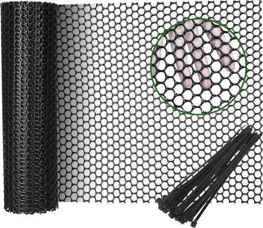 Gardzen Plastic Chicken Wire Mesh with 20pcs Ties, 16in x 10ft Durable Chicken Fence for Poultry, Garden Protection & DIY Crafting, Heavy-Duty Mesh Netting for Outdoor & Indoor Use