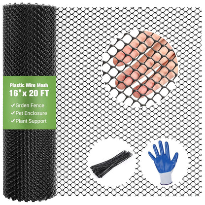 Mesh Tree Guard Trunk Protectors, Chicken Wire for Floral Arrangements, Tree Wraps to Protect Bark, Flexible Net Tree Guard 16 in x 20FT with 50 Zip Ties, Tree Bark Protector from Deer-Black