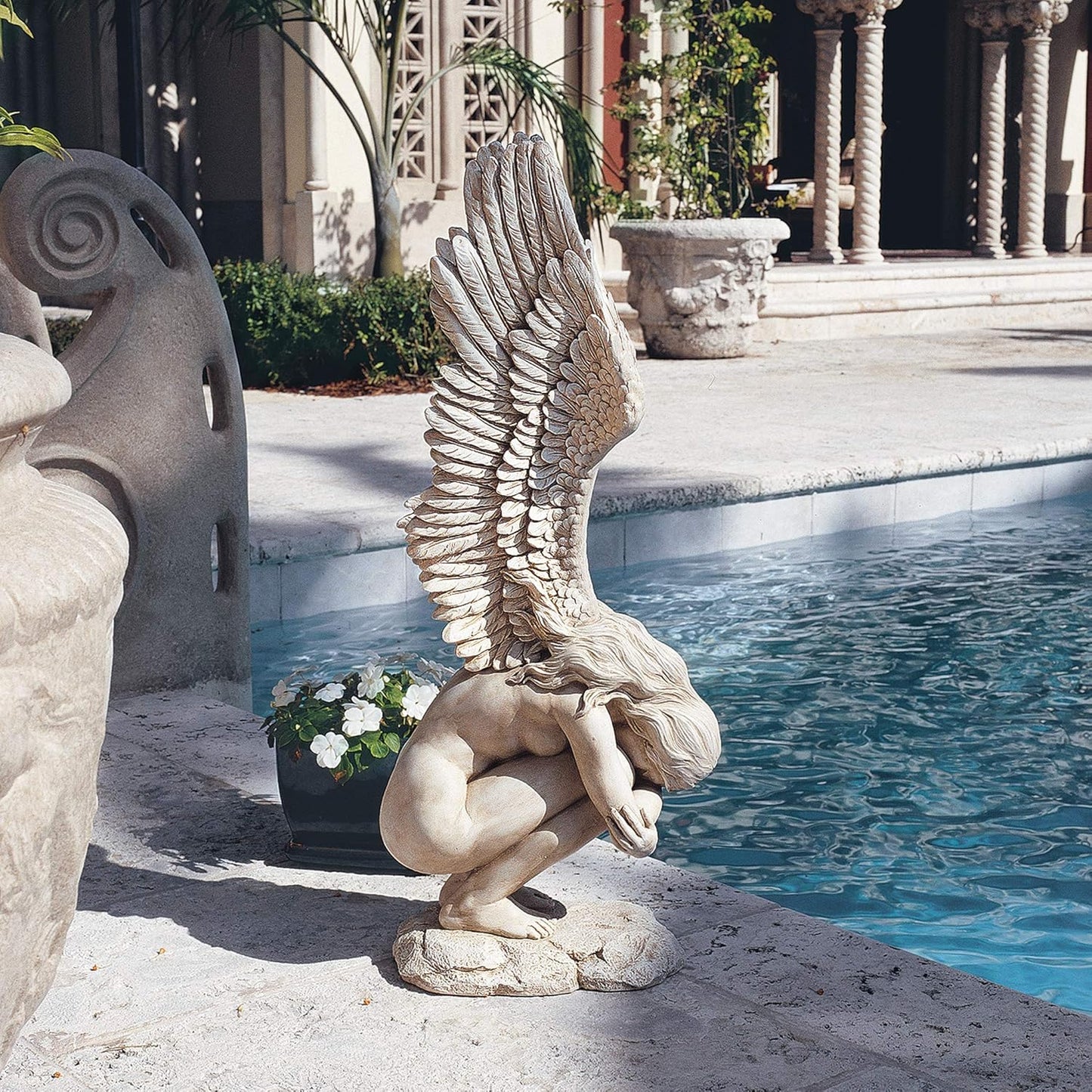 Design Toscano Remembrance and Redemption Angel Religious Indoor/Outdoor Garden Statue, Large 30 Inch Tall, Cast Stone Resin, Antique Stone Finish