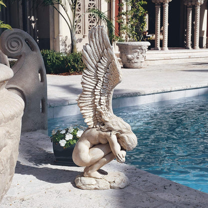 Design Toscano Remembrance and Redemption Angel Religious Indoor/Outdoor Garden Statue, Large 30 Inch Tall, Cast Stone Resin, Antique Stone Finish