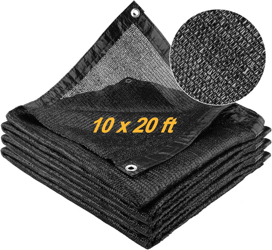 SPORTYOUTH 70% Shade Cloth for Patio, 10x20 ft Mesh Tarp with Grommets, UV Resistant Black Sunblock Sun Shade Netting Cover for Garden, Greenhouse, Chicken Coop, Pergola, RV, Canopy, Barn Kennel