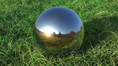 Lulu Decor, Size 16 Silver Stainless Steel Gazing Mirror Ball, Smooth Reflective Shiny Garden Decoration Globe