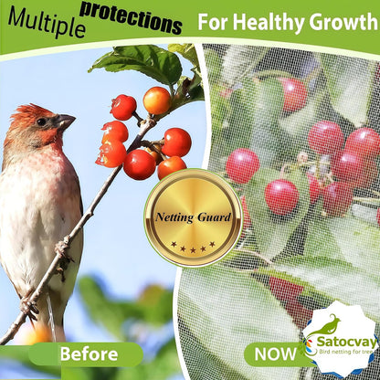 Fruit Tree Netting with Drawstring & Zipper, Bird Netting for Blueberry Bushes (3, 8x8FT)