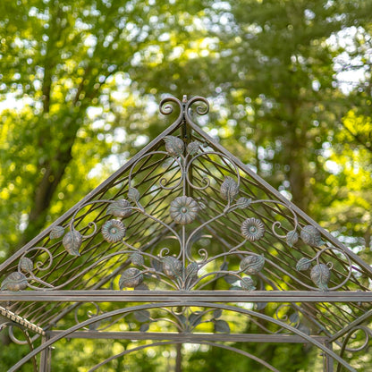 9.5ft T Iron Garden Arch with Embellished Trellis London 1820" (Antique Bronze)