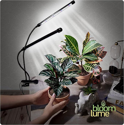 Bloom Lume LED Grow Lights for Indoor Plants Full Spectrum - Features Multi Mode Color Spectrums, Dimmable, Auto Timer, Clip on Goosneck Plant Lamp