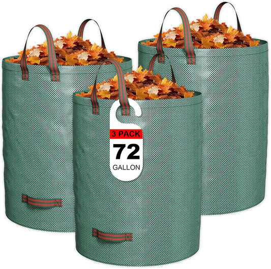 GreatBuddy 72 Gallon Reusable Yard Waste Bag,Heavy Duty,3 Pack Upright Lawn Bags with 4 Reinforced