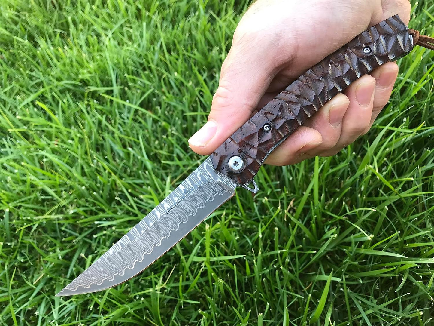 TACTICAL GEARZ Damascus Pocket Knife - EDC Folding Knife with Rosewood Handle - 67 Layer Damascus Steel VG10 Blade Everyday Carry (Alya)