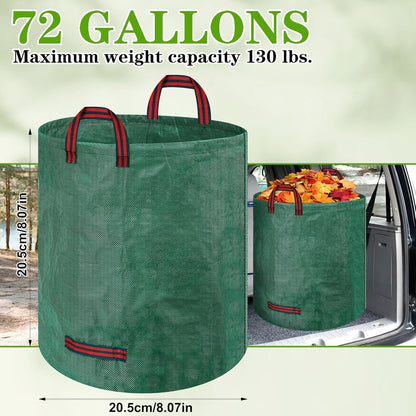 Reusable Yard Waste Bags, 72 Gallons Leaf Bags with Reinforced Handles,Heavy Duty Garden Waste Bag,Collapsible Trash Bag for Lawn Debris Leaves Grass Clippings(3 Packs)