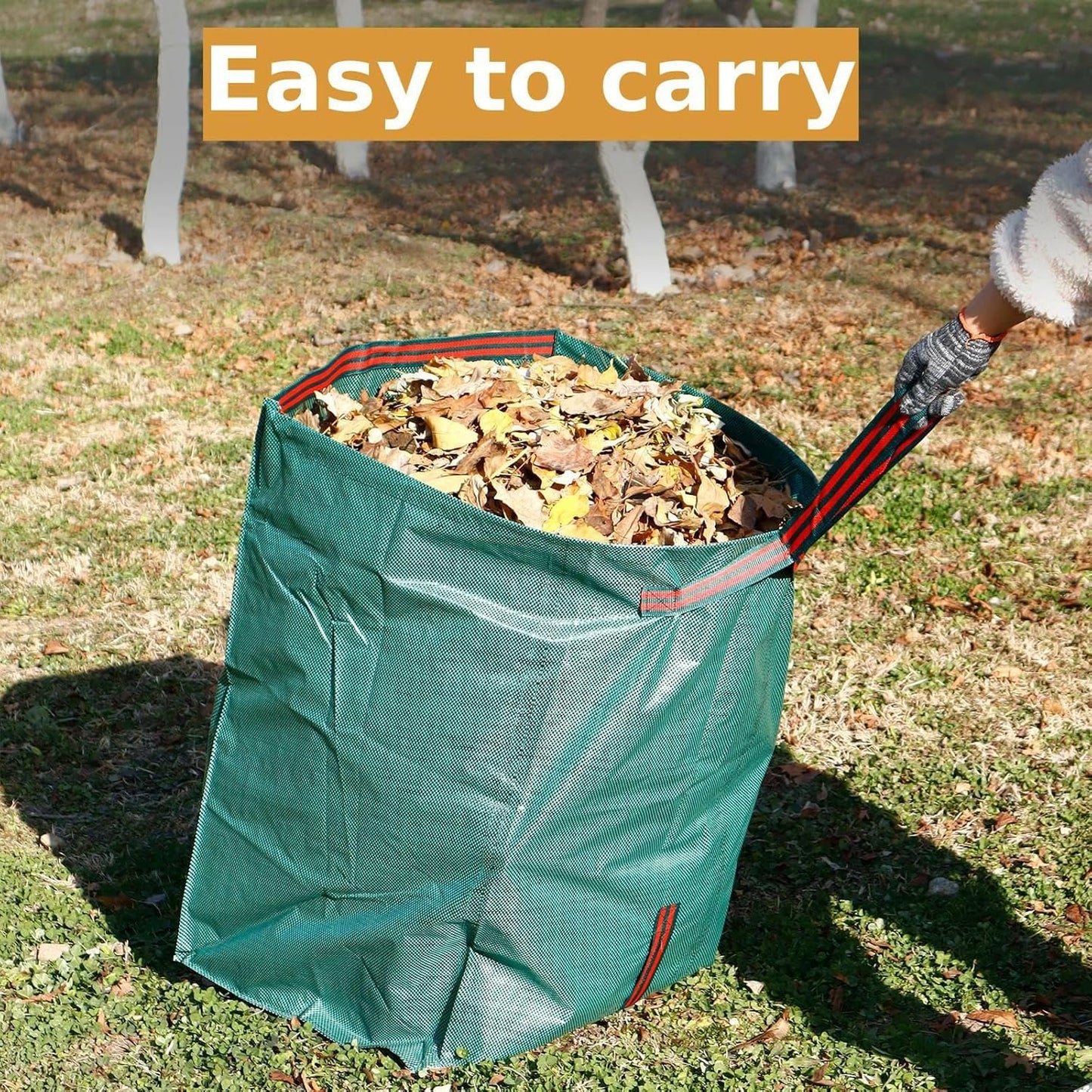 Leaf Rake for Lawns with 53 Gallon Dustpan-Type Leaf Bags,Heavy Duty Metal Garden Yard Rake Long Handle with Expandable Head 7-14" for Gardening Outdoor Camping Shrub Grass Bush Weed