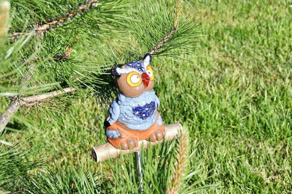 Ceramic Garden Decor - Owl Lawn stake - Outdoor statue - Perfect, unique gifts for gardeners woman, men, yard gifts - Handmade, Frostproof