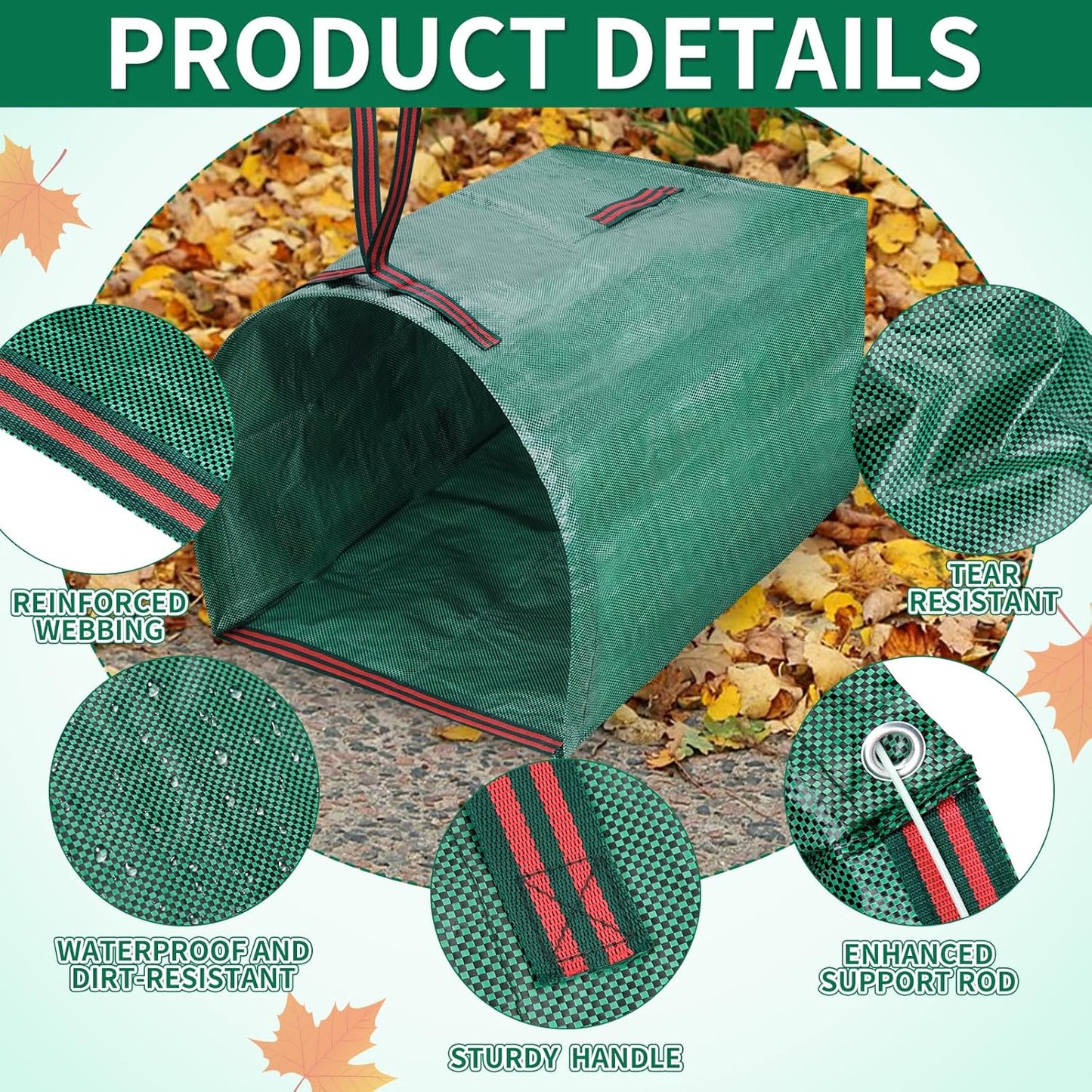 Hysagtek Leaf Collector Large Yard Dustpan - 53 Gallon Leaf Bags Leaves Collector Reusable Yard Waste Bags for Lawn Care, Camping & Recycling