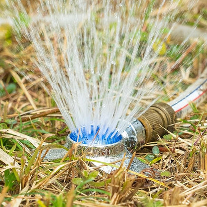Hourleey 360 Degree Metal Spot Sprinkler, 2 Pack Circle Pattern Sprinkler with Gentle Water Flow for Small Area Yard Lawn Garden Watering, Coverage Up to 30FT (Blue)