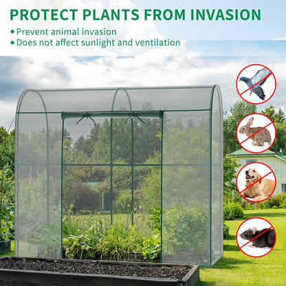 SUNYRISY Garden Plant Netting Crop Cage for Garden Raised Bed, 6.5 x 3.3 x 6 Ft Plant Cover Cage Protectors from Animal for Outdoor Plants with Frame and Zippered Door