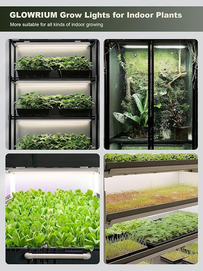 GLOWRIUM Smart Grow Lights for Indoor Plants with APP, 15" Full Spectrum Grow Light Strips, G6 Plant Light Strip with auto Timer, 3 Angle dimming Levels for Plant Shelf, 6-Pack (White, 48W)