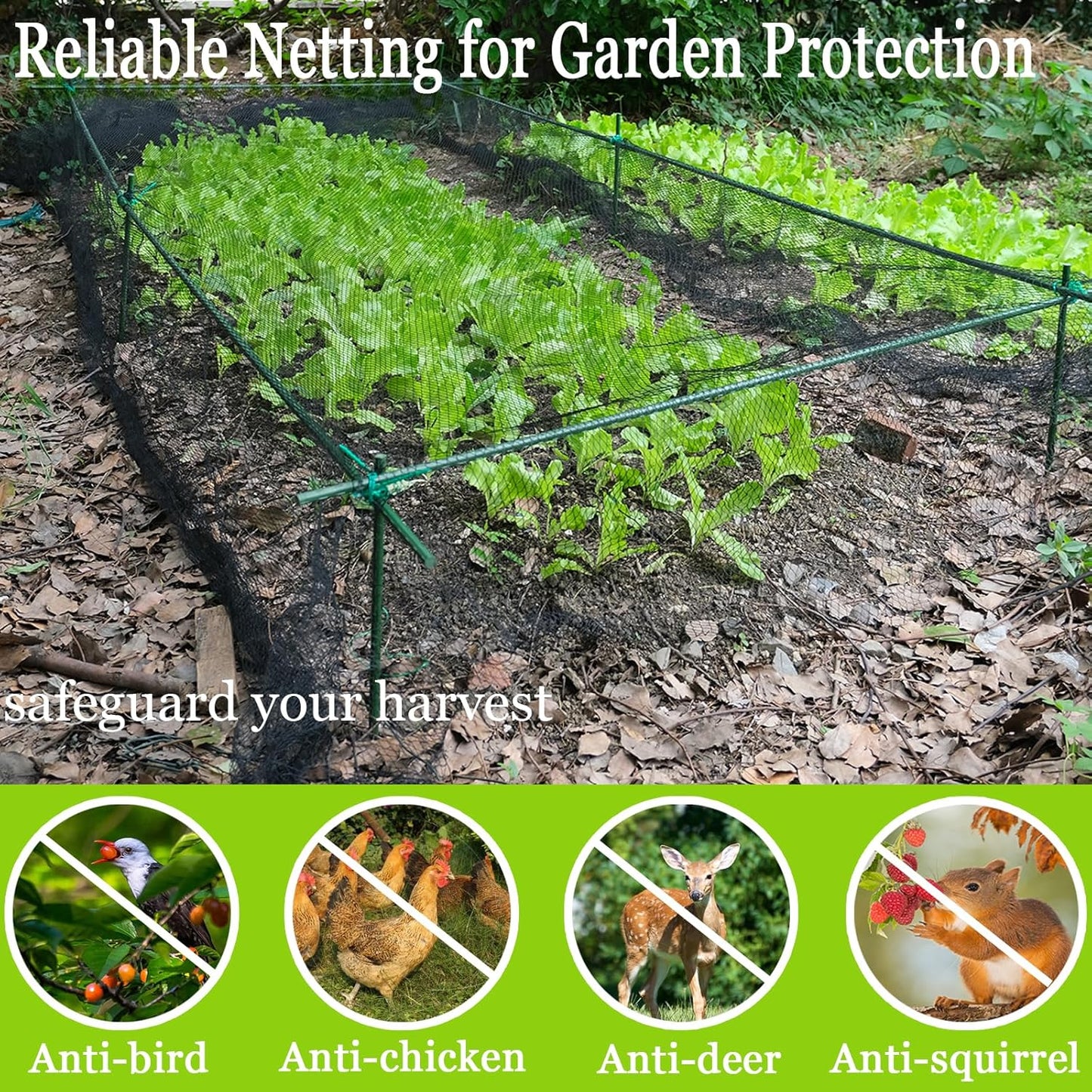 Meanchen Bird Netting 7.5x100 Ft, 1/2 in Mesh Heavy Duty Garden Netting for Plants, Fruit Trees, Vegetables, Extra Strong Woven Mesh Netting Against Birds, Deer, Poultry for Chicken Coop