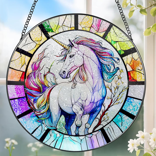 Stained Glass Window Hanging, Stained Glass Suncatcher, Unicorn Sun Catcher, Window Decor, Unicorn