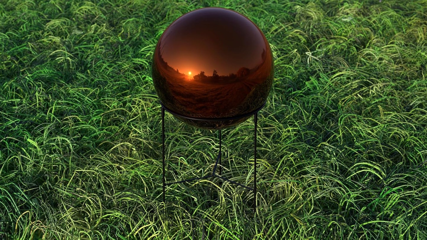 Lulu Decor, Dark Copper Stainless Steel Gazing Mirror Ball Size 14 with Stand