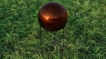 Lulu Decor, Dark Copper Stainless Steel Gazing Mirror Ball Size 14 with Stand