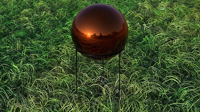 Lulu Decor, Dark Copper Stainless Steel Gazing Mirror Ball Size 12 with Stand