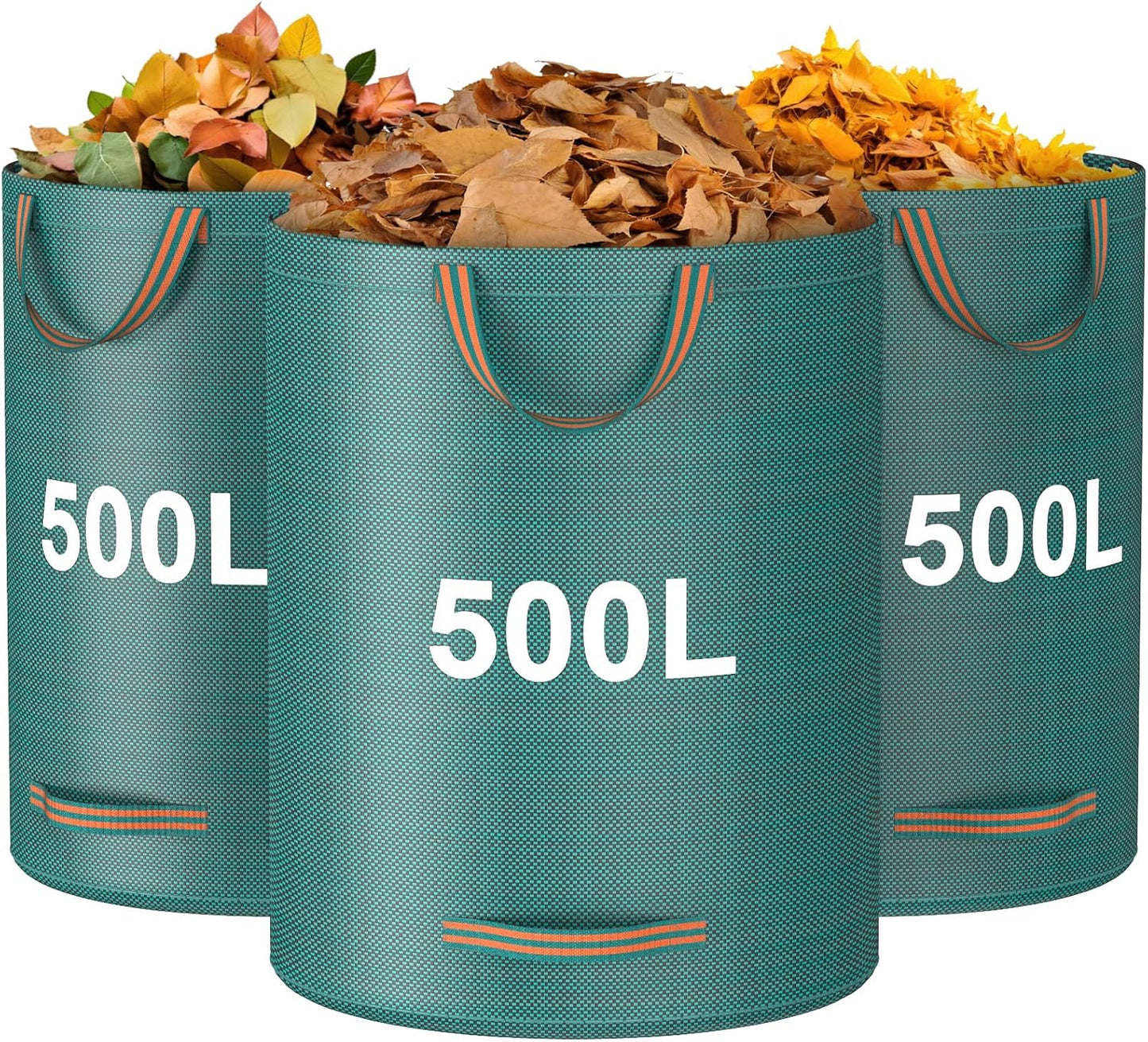 Mokani Reusable Yard Waste Bags, 132 Gallon Lawn and Leaf Bags 3 Packs, Heavy Duty Garden Bags with Reinforced Handles, Camping Yard Recycling Leafc Bag for Leaves