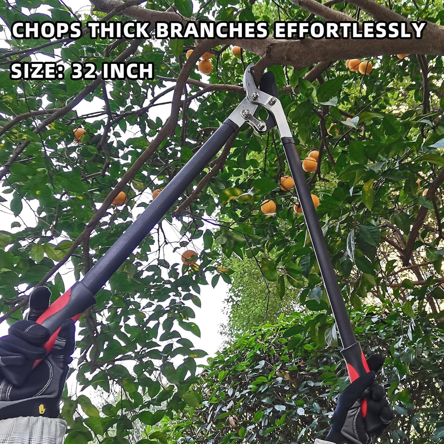 Loppers for Tree Trimming, Heavy Duty Branch Cutter Tree Clippers with Compound Action, Chops Thick Branch Ease, Garden Lopper Pruning, 32 Inch Tree Trimmer with 2" Clean Cut Capacity
