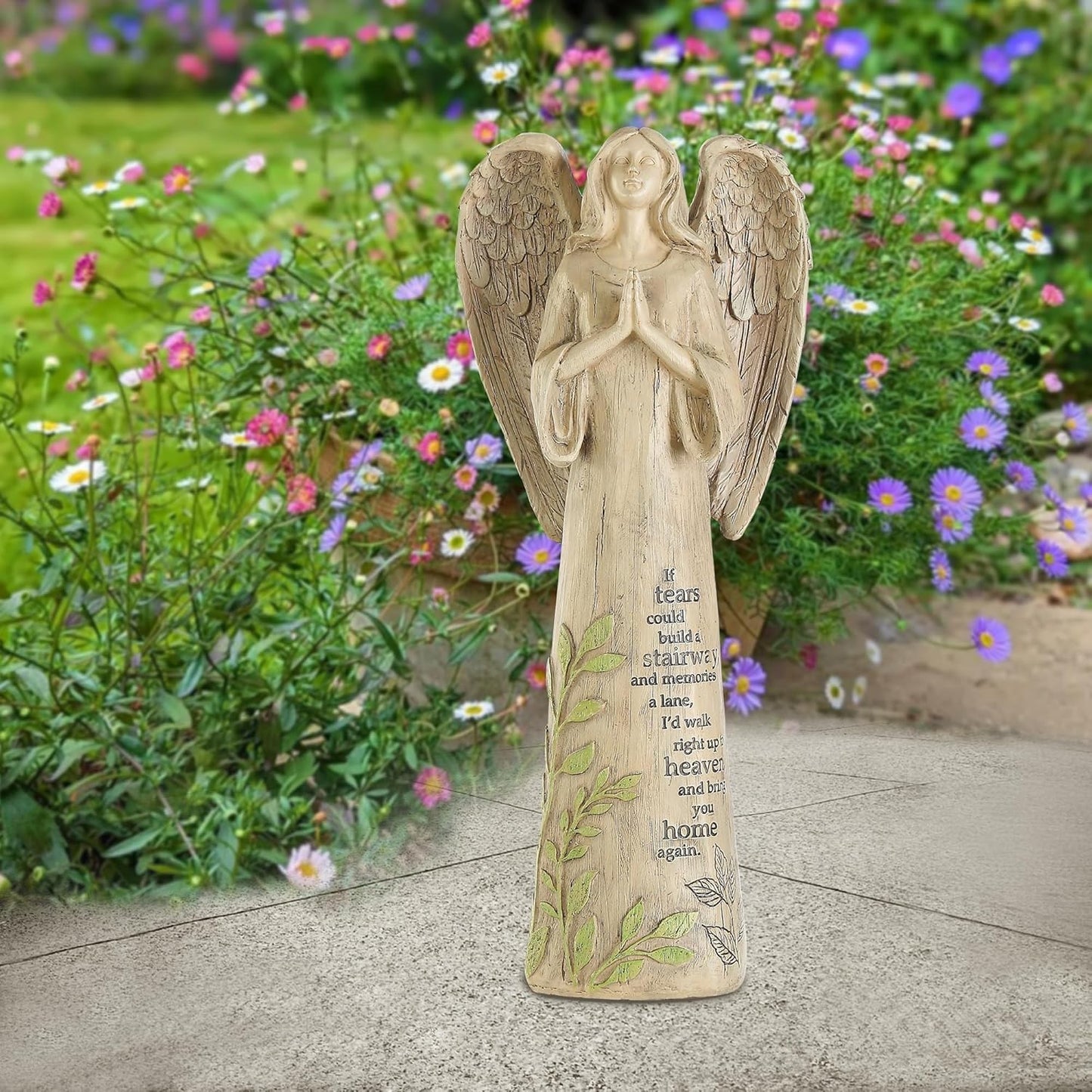 Topadorn Angel Statue Decoration for Garden, Lawn, Home & Patio, Standing Angel Memorial Resin Figurine Ornament, Waterproof Angel Antique Sculpture Stone, 13''H