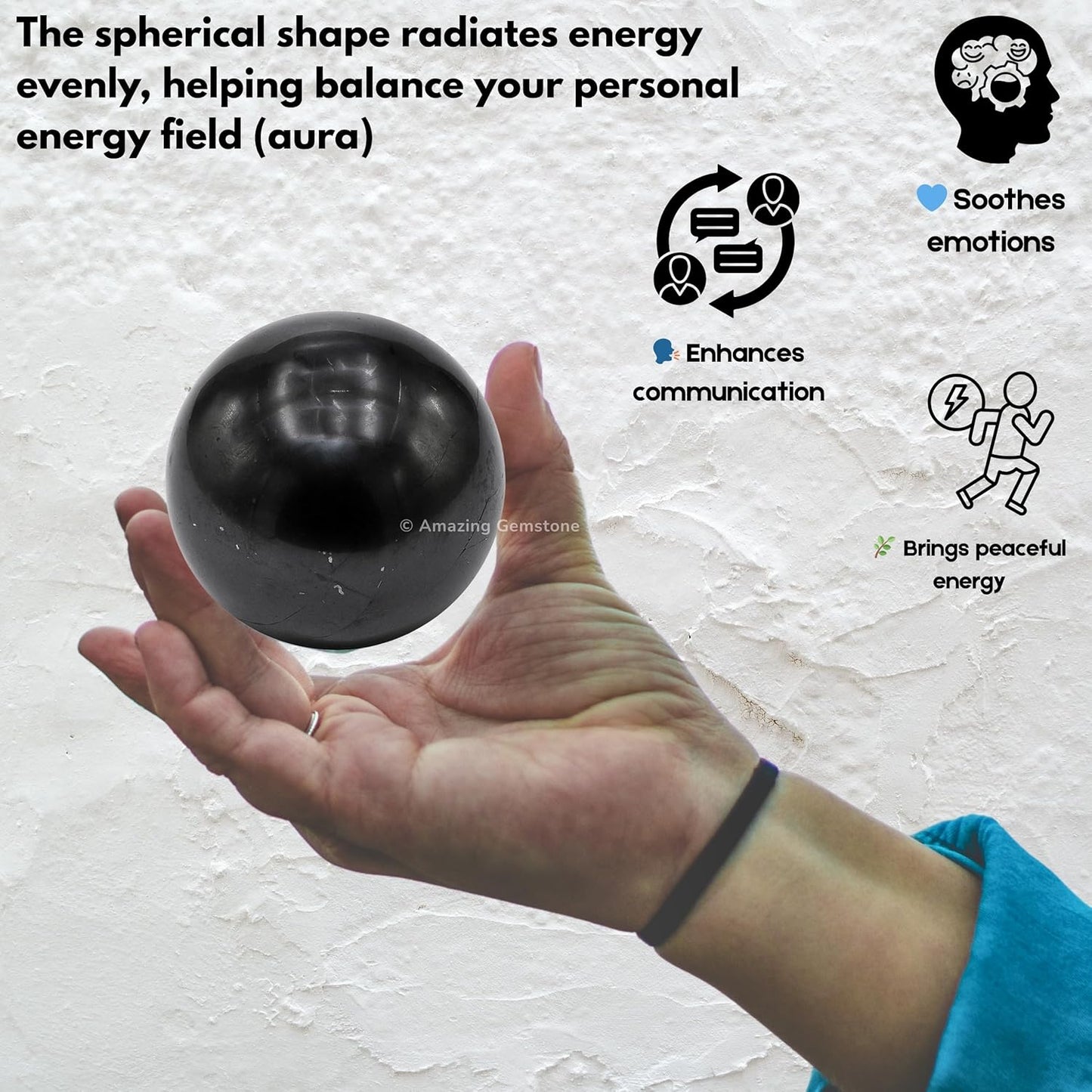 Amazing Gemstone Shungite Crystal Ball with Stand - 2 Inches Crystal Sphere Meditation Balls for Witchcraft and Decorative Balls