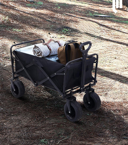 Nice C Heavy Duty Wagon, Collapsible Wagon with Canopy, Black, Steel, 4 Wheels, 33 x 22.4 x 7.6 inches