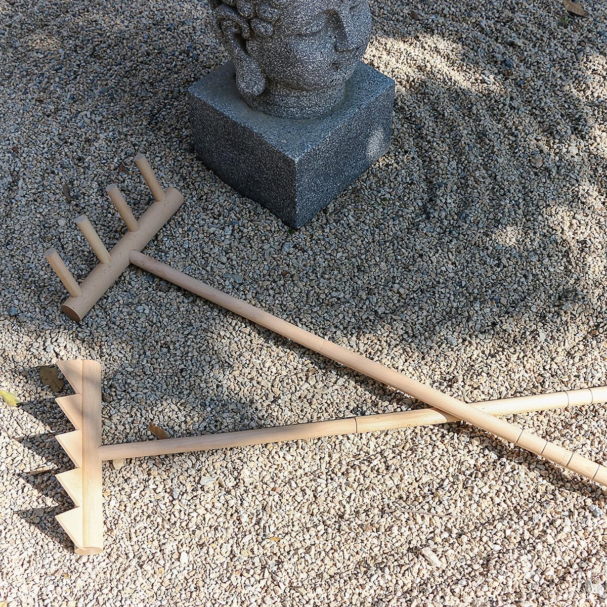 Outdoor Zen Garden Rake Large - Japanese Sand Rock Garden Rake Tool - 48" Long 5 Tine Solid Oak - DIY Stress Relief Gifts for Adult