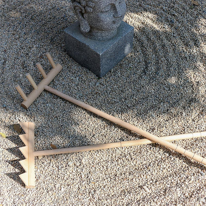 Outdoor Zen Garden Rake Large - Japanese Sand Rock Garden Rake Tool - 48" Long 5 Tine Solid Oak - DIY Stress Relief Gifts for Adult
