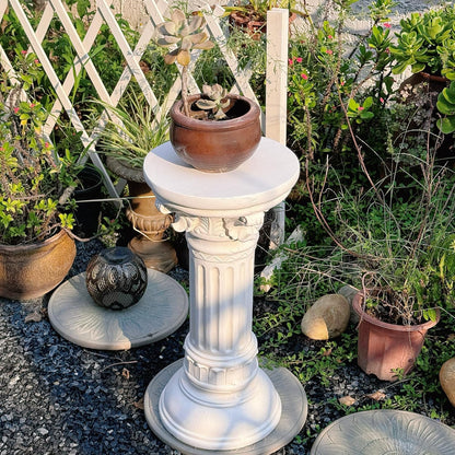 Decorative Roman Column Pedestal, MGO Cement with Fiber, Classical Garden Pillar, Indoor Outdoor Decor,Wrap Foam Safely Delivered from Local Warehouse (White, 21.9IN)
