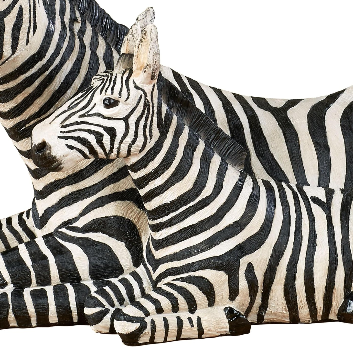 Touch of Class Zebra and Foal Table Sculpture - Resin - Black, White - African Safari Collectible for Bedroom, Living Room, Office, Bookshelf, Mantel, Entryway, Foyer, Nursery