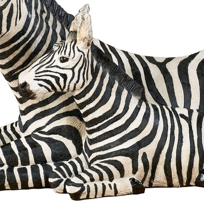 Touch of Class Zebra and Foal Table Sculpture - Resin - Black, White - African Safari Collectible for Bedroom, Living Room, Office, Bookshelf, Mantel, Entryway, Foyer, Nursery