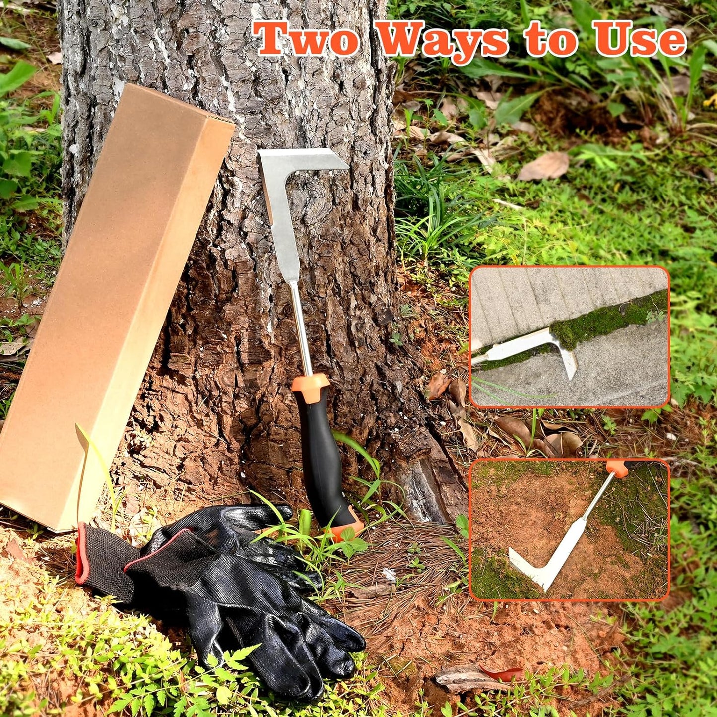 Patio Crack Weeder Tool with Ergonomic Handle – Stainless Steel Weed Puller for Patio Sidewalk Driveway Cracks | Rust Resistant Dual-Material Gardening Tool