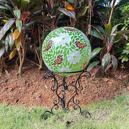 9" Metal Gazing Ball Stand, Scroll Gazing Globe Stand for 10 or 12 Inches Garden Gazing Globes, Indoor/Outdoor Gazing Ball Display Holder, Black