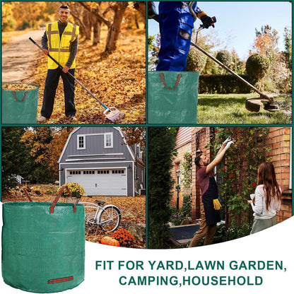 2 PCS 106 Gallon Reusable Lawn and Leaf Bags with 4 Handles, Lawn Pool Garden Heavy Duty Yard Waste Bags for Leaves, Trash, Yard Waste (Green)