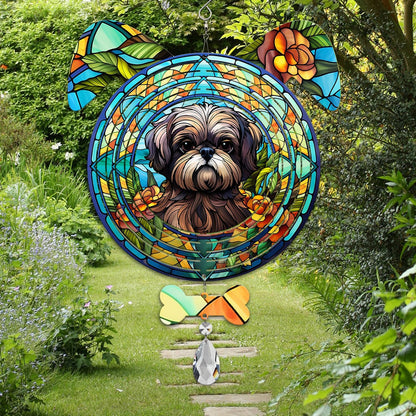 Shih Tzu Dog Ears Wind Spinner, Shih Tzu Wind Spinner Hanging for Yard and Garden