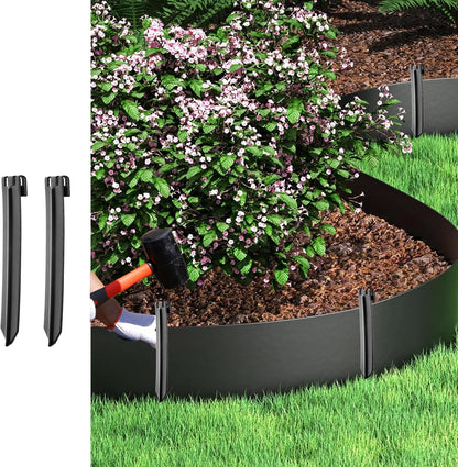 6Pcs Black Metal Landscape Edging Stakes, 10In Garden Stakes Landscape Anchoring Spikes for Terrace Board/Landscape Edging Coil/Grass Barrier/Bender Board