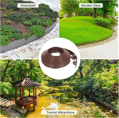 uxcell Landscape Edging, 1Pcs 60FT x 2" - No Dig Garden Edging Kit with 54 Stakes, Landscape Edging Border for Garden Lawn Flower Bed Yard Grass (Brown)