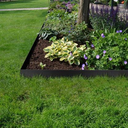 KOL Galvanized Steel Garden Lawn Edging, 6-Pack Black Bendable Metal Landscape Edging Strips - Heavy Duty Hammer-in Border with 7 Clips - 16-Gauge - 40" L x 8" H (20FT Total Length)