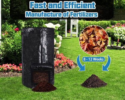 MyLifeUNIT Compost Bins Outdoor, Composting Bin for Outside Garden, Reusable Garden Yard Waste Bag, 34 Gallon (1 Pack, Black)