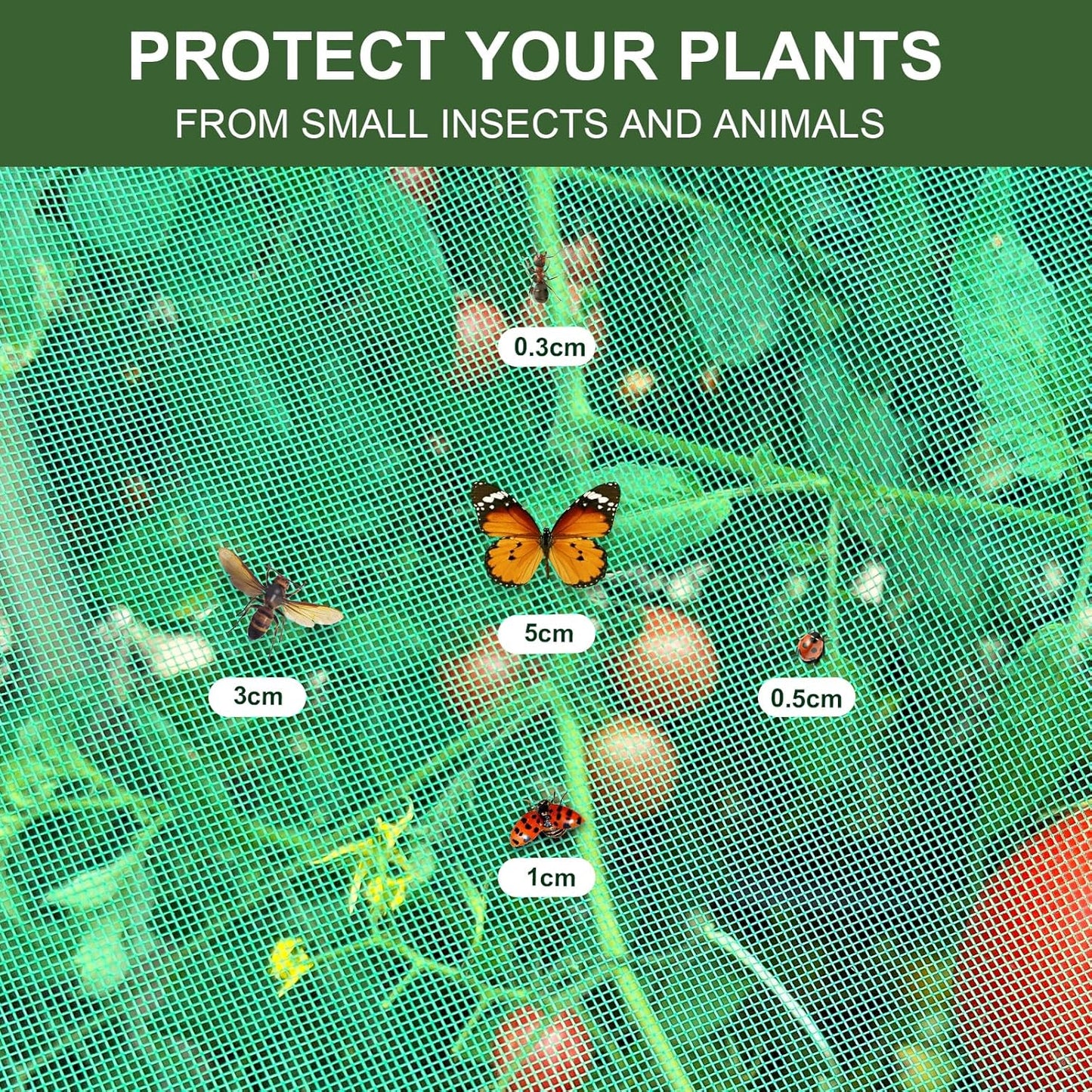 Thicken Garden Netting Plant Covers 6.6 x 16.5 Ft Insect Netting for Garden Mesh Netting Nano PP for Vegetable Fruits Reusable Plants Netting Covers Protect Garden from Insects Birds, Green