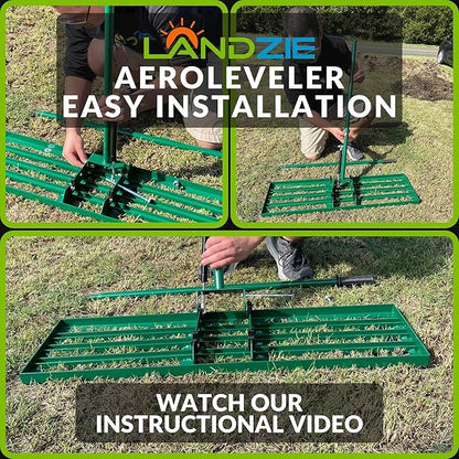 Landzie AeroLeveler - The Lawn Leveling Rake That Never Flips - Patented 24" inch Wide Pneumatic Lawn Level for Yard, Dirt, Soil, Sand, Provides Stability and Control (Pneumatic 24" Leveling rake)