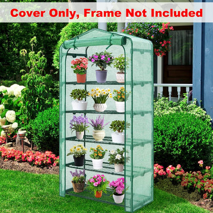 Sfcddtlg Extra Wide 5 Tier Greenhouse Replacement Cover, 75" x 40" x 19" PE Plant Greenhouse Cover with Roll-Up Zipper Door for Outdoor Gardening Plants Cold Frost Wind Rain Proof (Frame NOT Included)